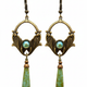 Green Gem Earrings - Vintage Flower Design