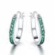 Sterling Silver Earrings with White Crystal - Contemporary