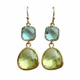 Blue Green Resin Earrings - Irregular Shape