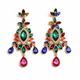 Crystal Drop Earrings - Vintage Multi-Colour Rhinestone