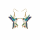 Gold Hummingbird Drop Earrings - Electroplated