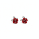 Copper Stud Earrings with Rose - Floral