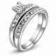 Cubic Zirconia Ring Set - Silver Colour