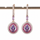 Copper Earrings with Purple Diamonds - Geometric Design