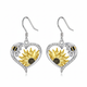 Silver Earrings with Bee Sunflower Heart Design - Artisan