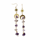 Amethyst Earrings with Crystal - Vintage